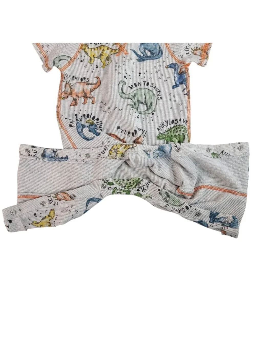 Mud Pie Dinosaur Thermal One Piece Sleeper Romper Multi 3-6M Long Sleeve Snaps